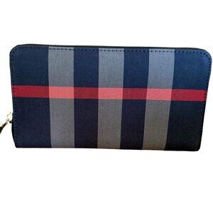 Burberry Super Exploded Check Large Zip Around Wallet, in cloth/leather, 8084063